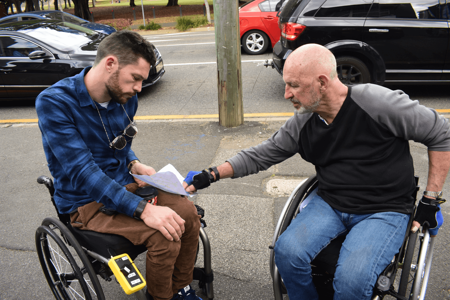 Wheelchair Pilots Lachlan (left) and Bevan